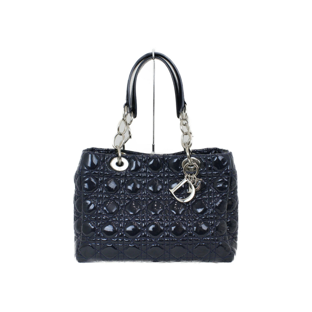 Christian Dior Lady Cannage enamel Navy Blue leather handbag